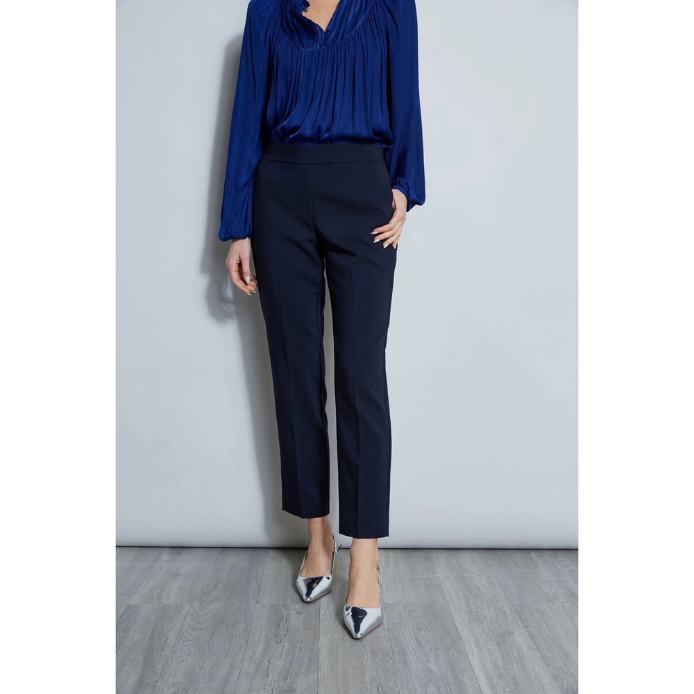 T Tahari Women's‎ Navy Pull On Stretch Ankle Dress Pants Size 10 Officecore